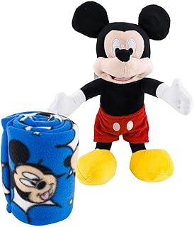 Northwest Mickey Mouse Travel Set - 2 Piece Kids Travel Set Includes Blanket 40" X 50" & Plush