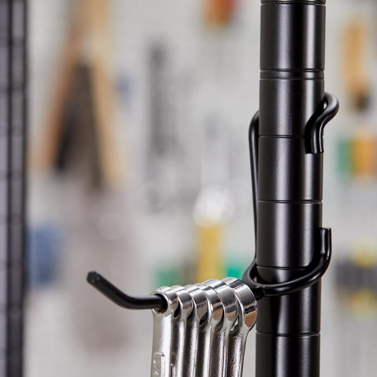 Shelf Pole Hooks 5-Pack | 4" Black All-Purpose Snap-On Hooks for 1" Wire, Metal & Metro Shelving | Heavy-Duty Garage, Pantry, Basement & Utility Storage Hooks