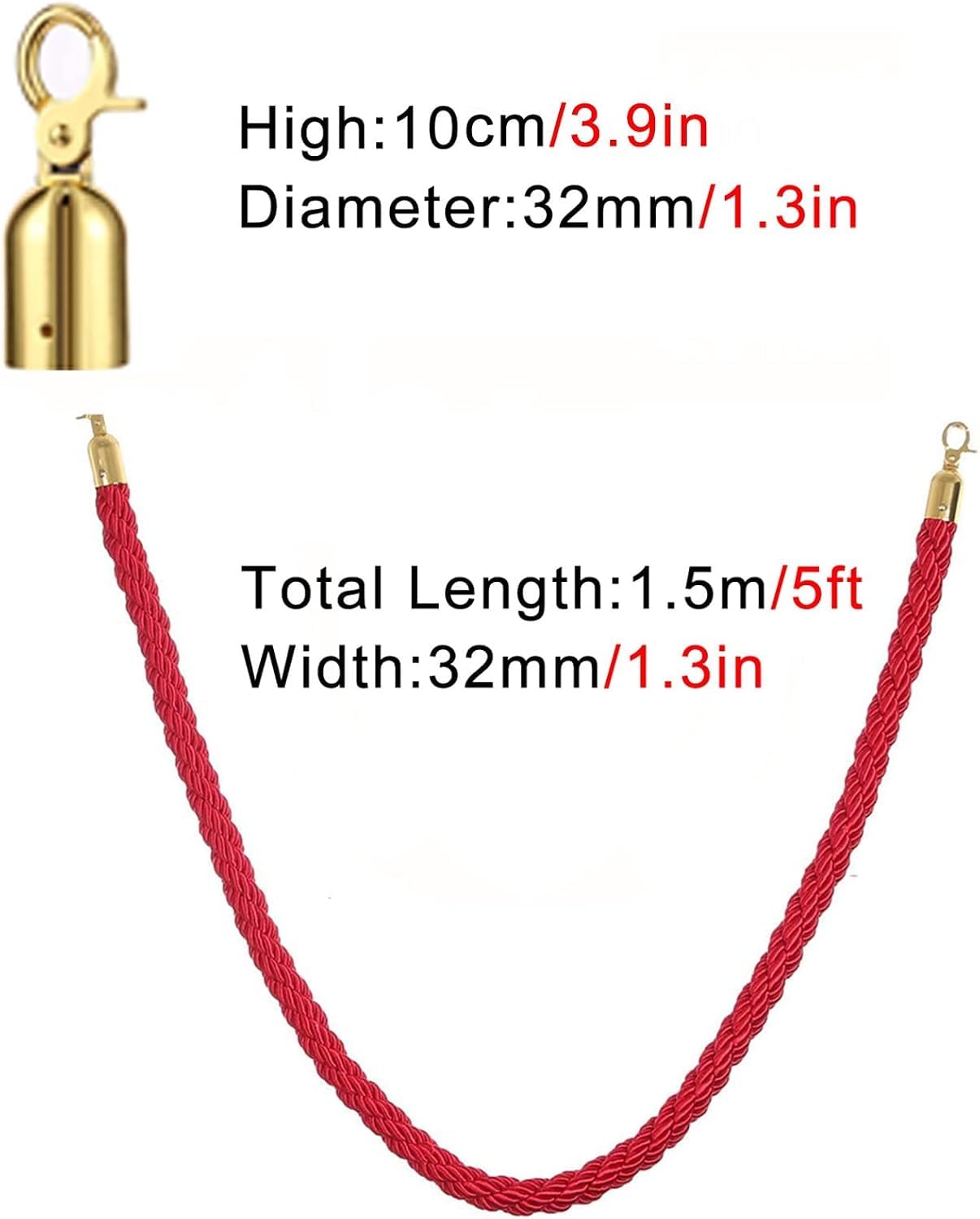 2 corde in nylon e canapa con ganci a scatto per eventi e controllo file