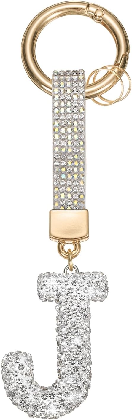PATIKIL Initial Letter Keychain, Cute Key Chain Rhinestone Alphabet Keychains for Key Handbags Bag Purse