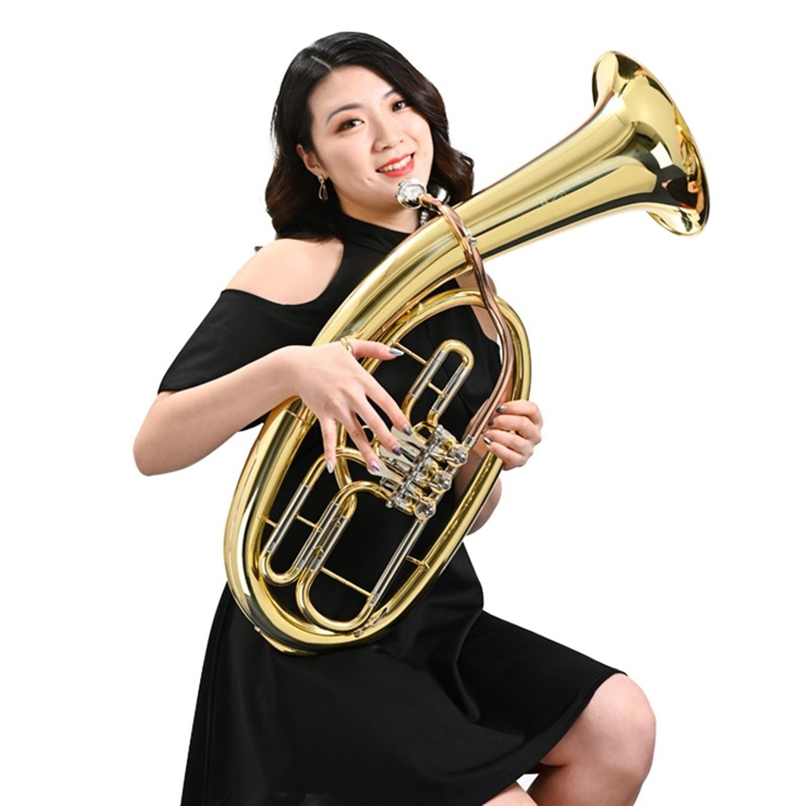 B-Dur-Euphonium-Instrument Mit Drei Flachen Tasten, Großes Hornband, Professionell Spielendes Euphonium Mit Zubehör Euphonium-Bausatz