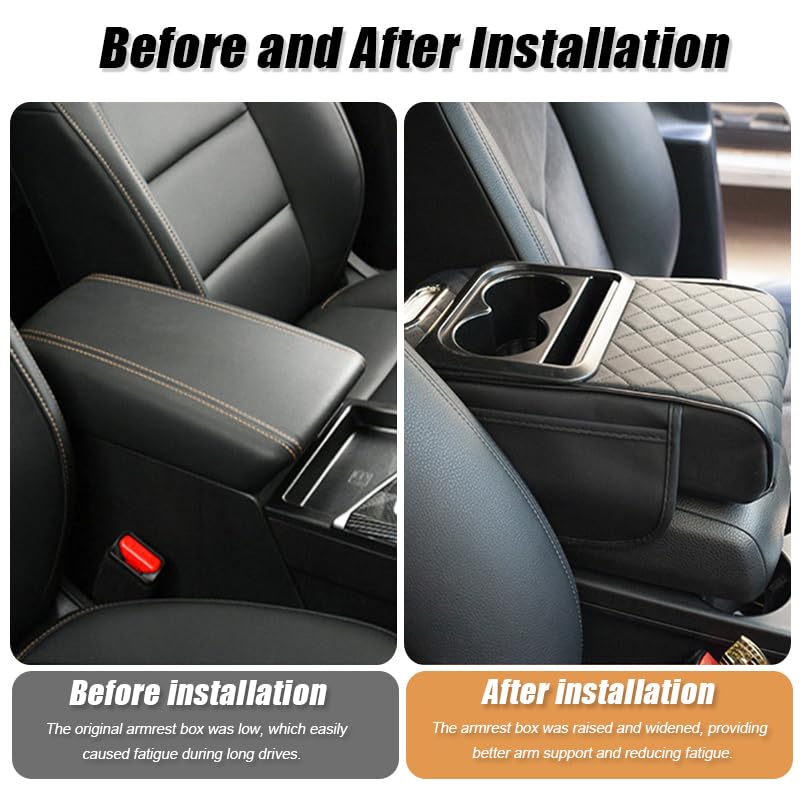 YOFAB Copri Bracciolo Auto per Suzuki Vitara AllGrip 2015-2025, Auto Bracciolo in Pelle PU Pad, Cuscino Console Centrale Imbottitura Braccio per SUV, Camion,A Black