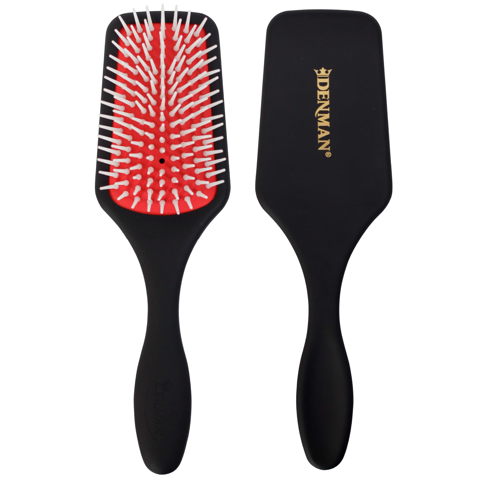 DenmanPetite Detangler Hair Brush for Fast and Comfortbale Detangling and Blow Drying D38 - Combination of D3 Styling Pins & Paddle Brush (Black)