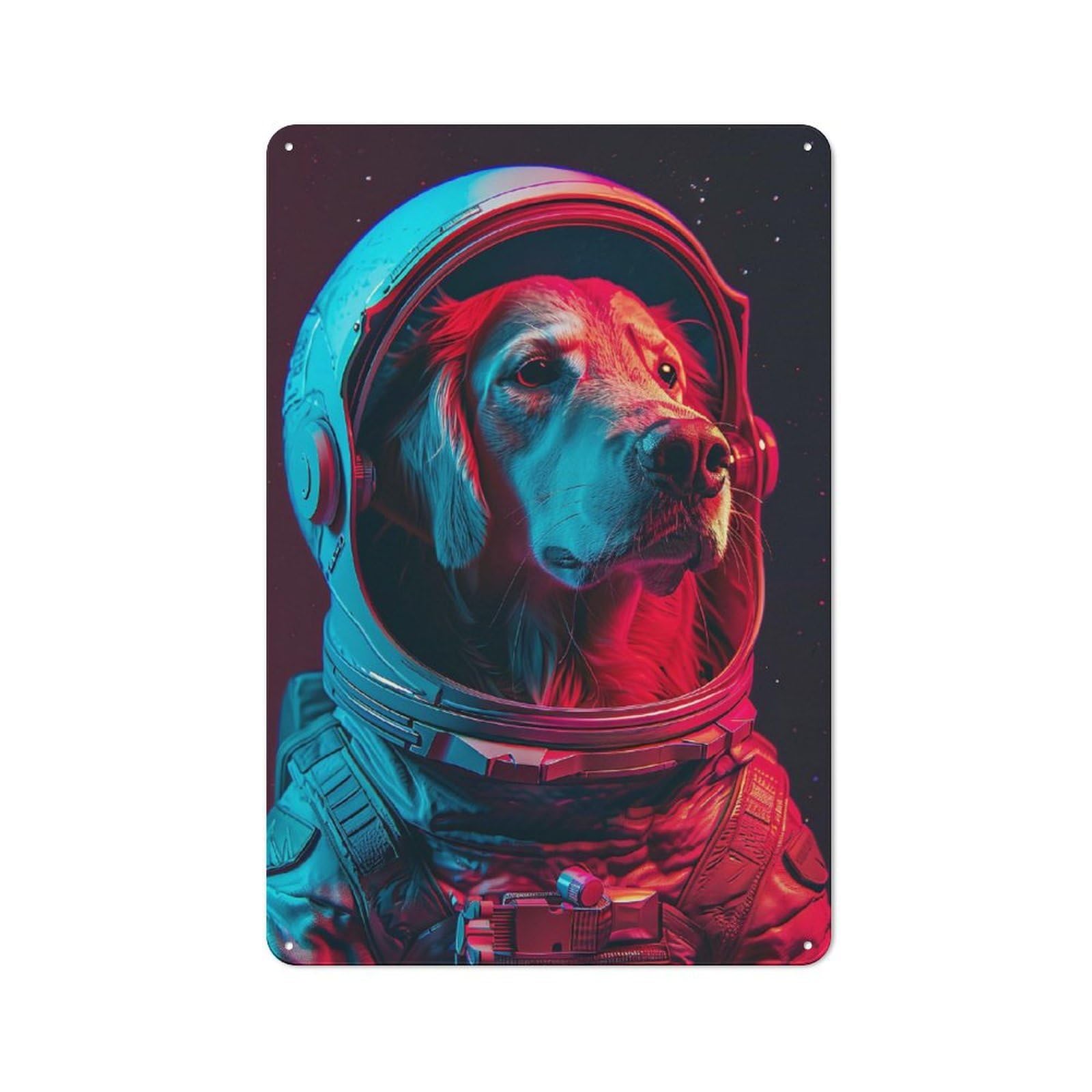 Junmoney Style-5 For Living Room Or Hallway, Dog Astronaut Vintage Metal Sign 30X20cm, For Metal Sign Collectors, For Garage And Workshop Walls