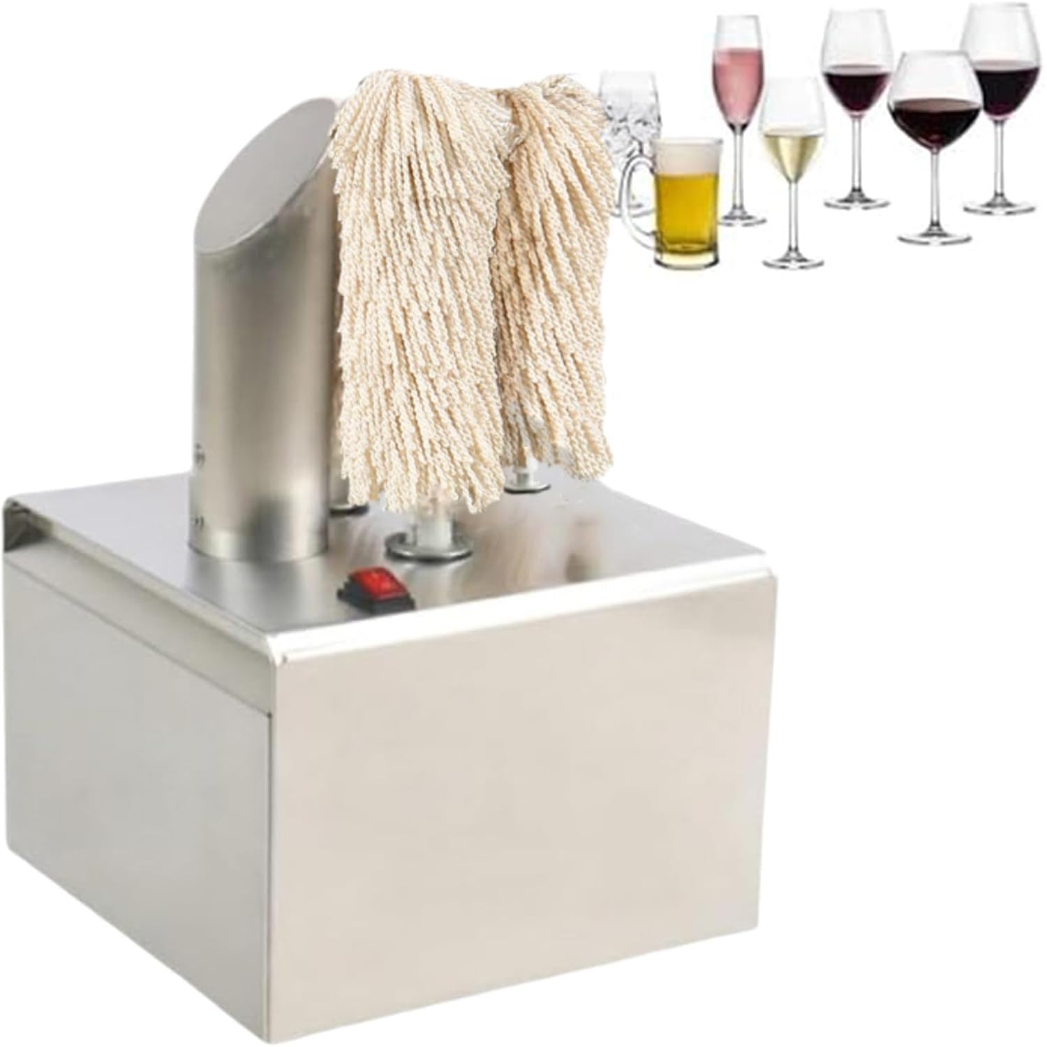 Máquina pulidora de copas de vino eléctrica, dispositivo de pulido automático para copas de vino con cepillos de microfibra y algodón, ideal para bares, restaurantes y hoteles