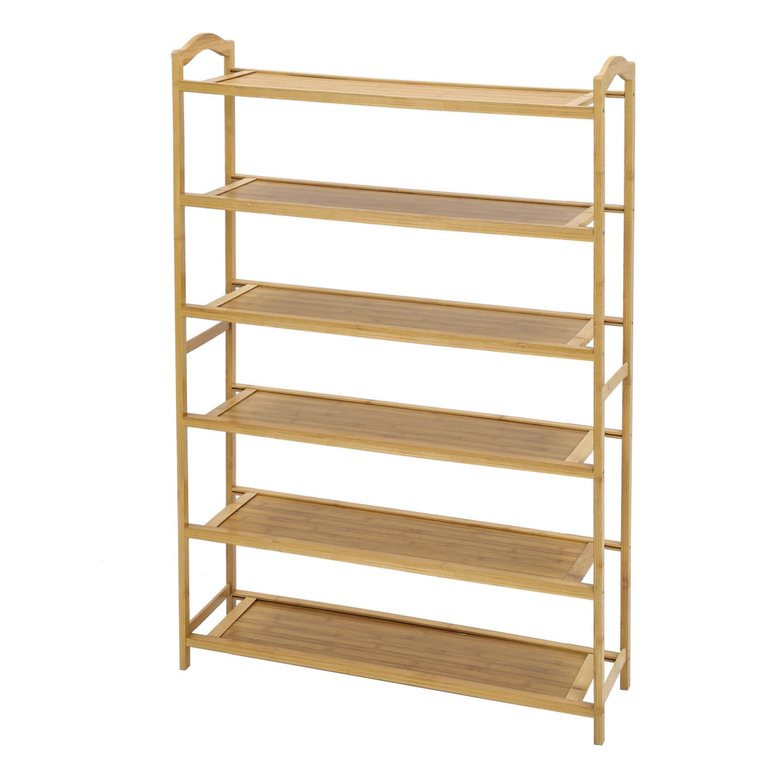 Youyijia Bamboo Shoe Rack, 6-Tier Shoes Storage 67 X 23 X 107cm Large Storage Capacity Multipurpose Shelf Wood Footwear Shelves Plant Display Stand for Closet Entryway Bathroom Bedroom Light Yellow