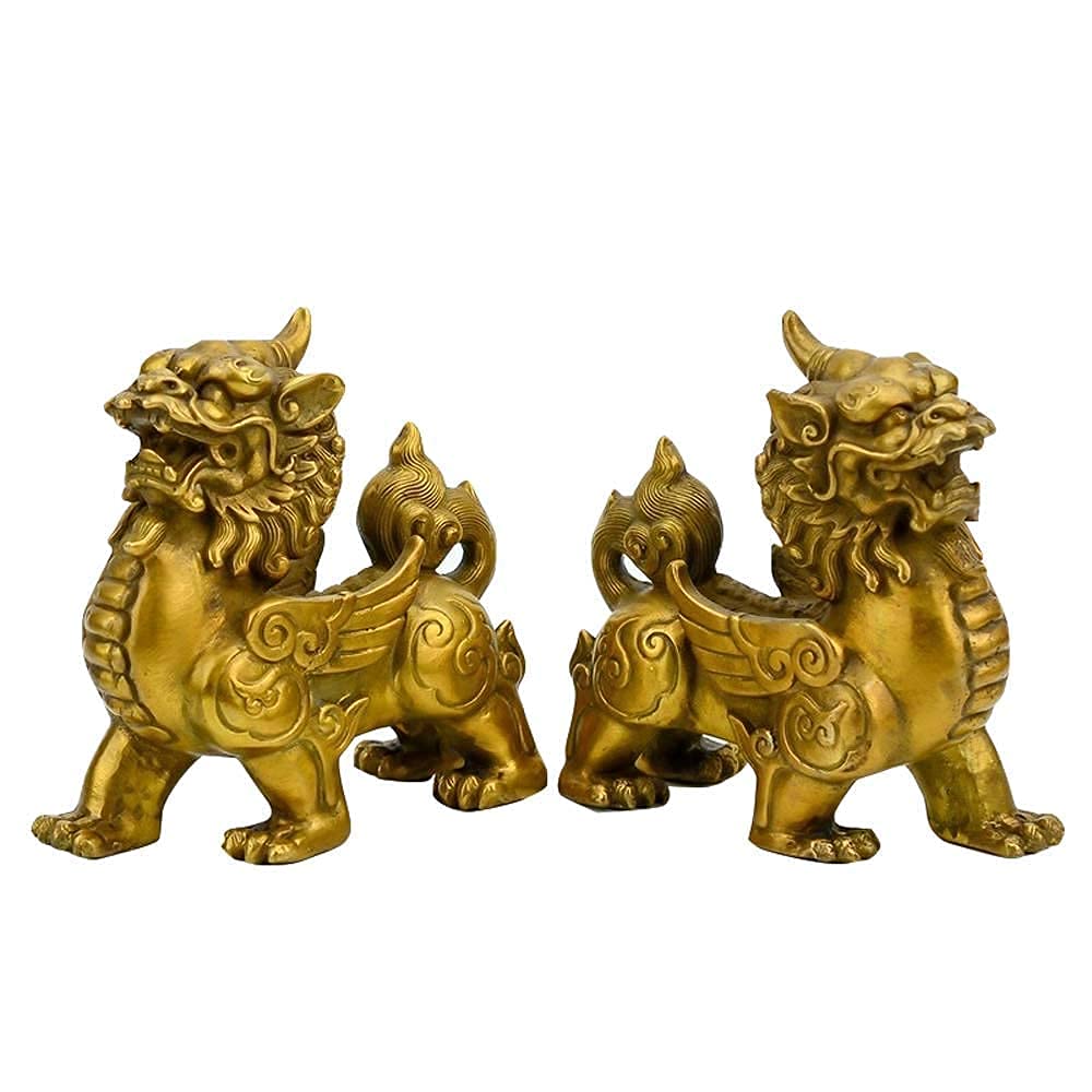 Décor chinois Feng Shui sous forme de statues en laiton protectrices