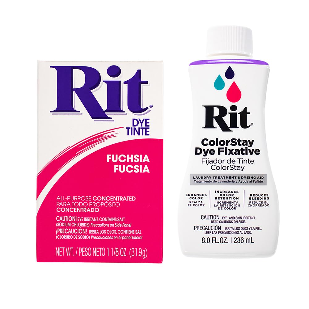 All Purpose Concentrated Rit Dye Powder Multi-Packs for Clothing, Décor, and Crafts – Fuchsia with ColorStay Fixative