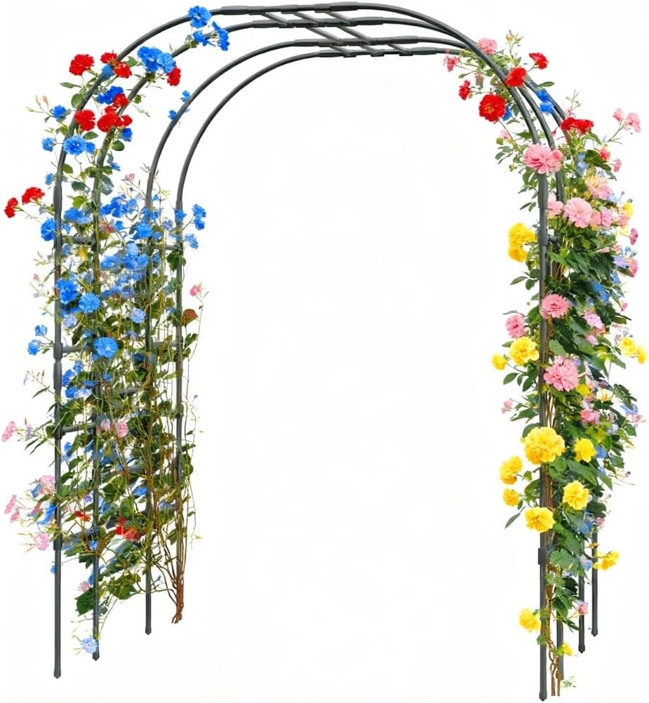 Garden Arch Trellis，Garden Arch Trellis for Climbing Plants - 59" L x 86.6" H Metal Outdoor Arbor with Rust-Resistant Coating - Perfect for Weddings, Patio, Lawn Decor & Vine Support