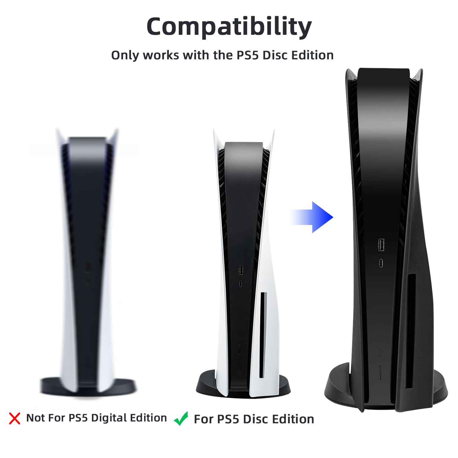 Mcbazel PlayStation 5 Faceplate Ersatz Seiten Panels Hard Faceplate für PS5 Disc Edition schwarz