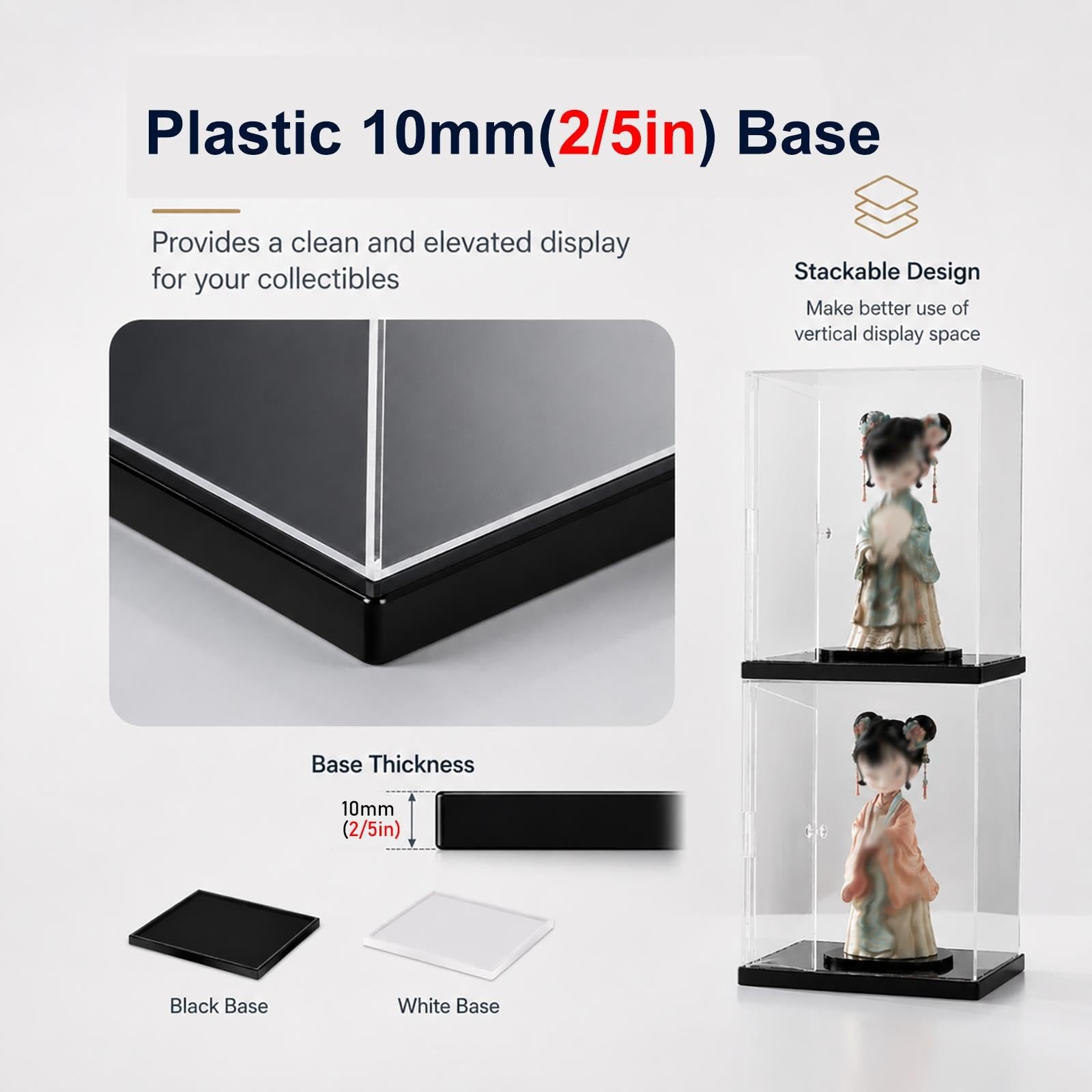 Caja Expositora Cuadrada Transparente Y Apilable, Vitrina De Acrílico