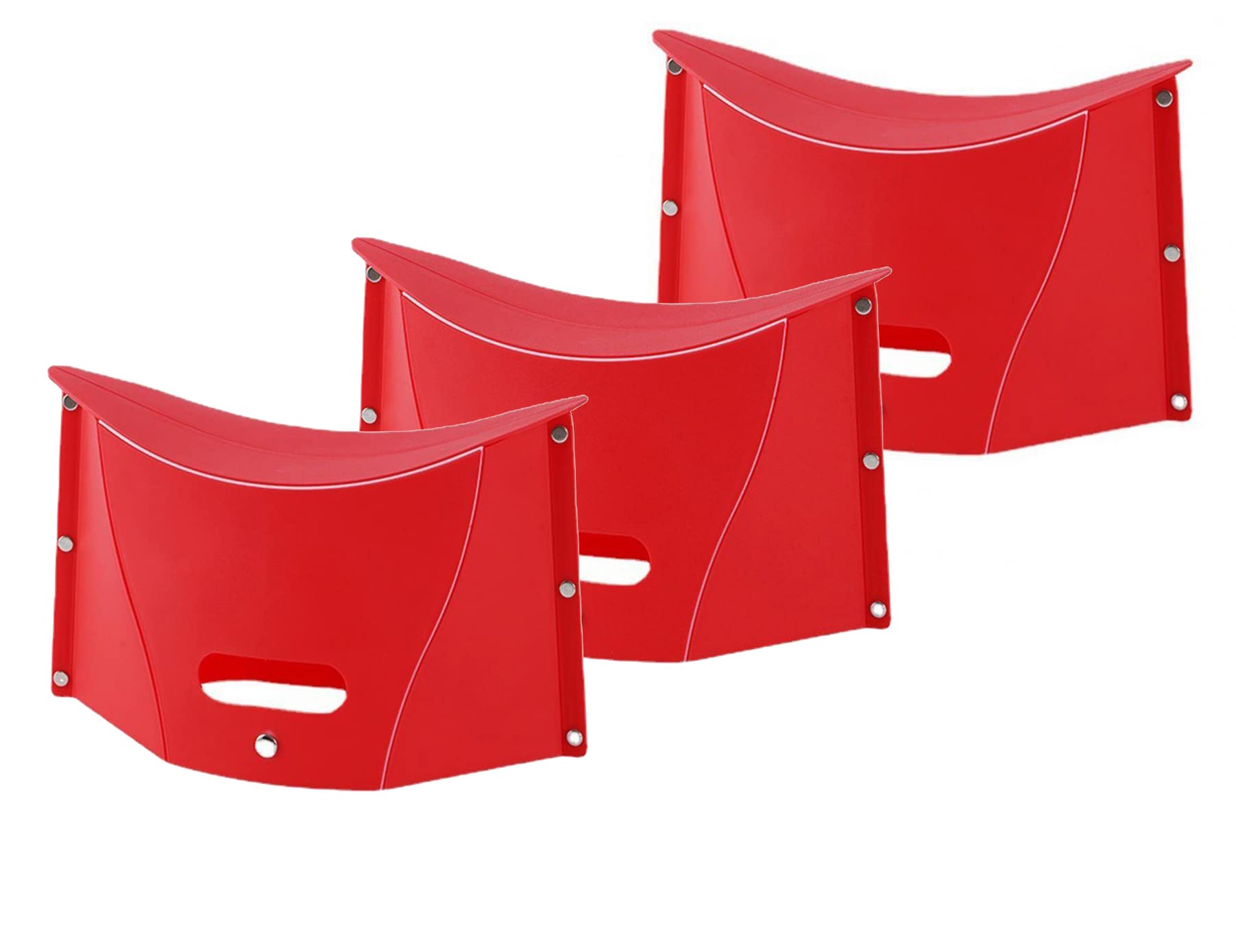 Eco Shopee SHOPPING SIMPLIFIED Sturdy & Lite Weight Portable Folding Plastic Paper Stool for Train Subway Camping Hiking Fishing Opens Easily and Easy to Carry (Pack of 3, Red)