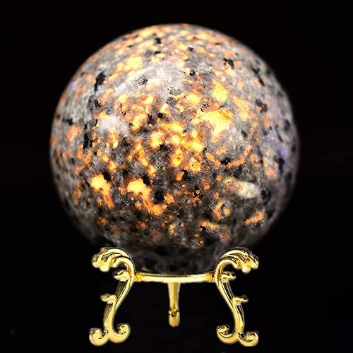 Miniatura 3 de Yooperlite - Bola de cristal con soporte, esfera de sodalita fluorescente natural, esfera curativa, globo para decoración de habitación, esfera de
