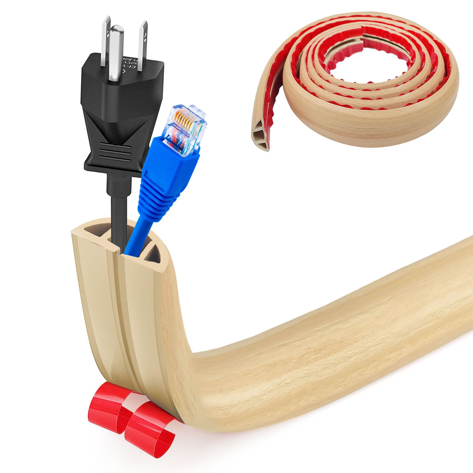 Pasacables Suelo, Canaleta Cables Suelo, 3.0M x2cm Protector de Cables para Suelo, Cubiertas de Suelo para Cables Autoadhesiva Montaje para Todos los Hogar, Oficina, Escuela,Almacén(Blanco-Redondeado) — view 65