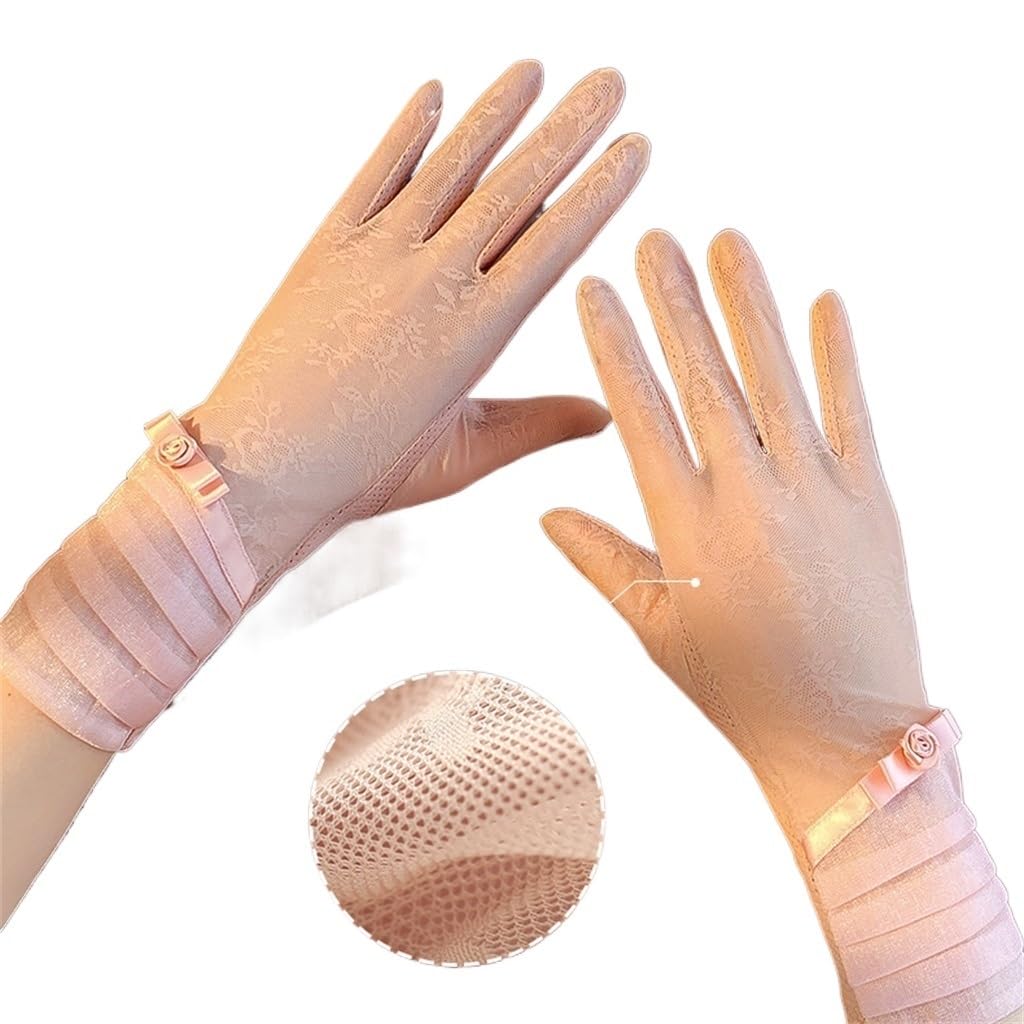 Gloves Women's Long Thin Driving and Cycling Lace Touch Screen Elastic Ice Silk Gloves