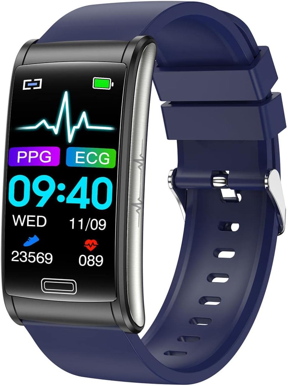 Smart Watch -E600,Multifunctional Talk Smart Watch,1.47Inch TFT,Full-Touch-Screen Temperature,Watches Blood Pressure Heart Rate,Non-invasive Blood Glucose Monitoring,IP68 for Android iPhone (Blue)