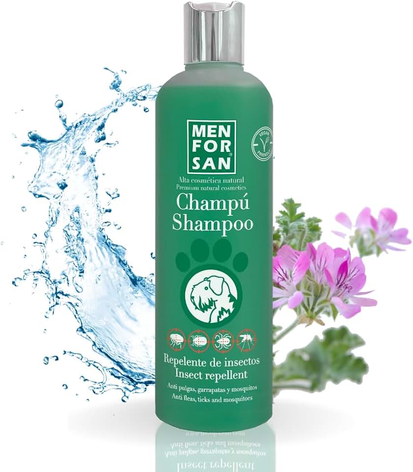 MENFORSAN Champú Repelente De Insectos Y Pulgas Para Perros 300ml, Con Citronela Ingrediente Natural