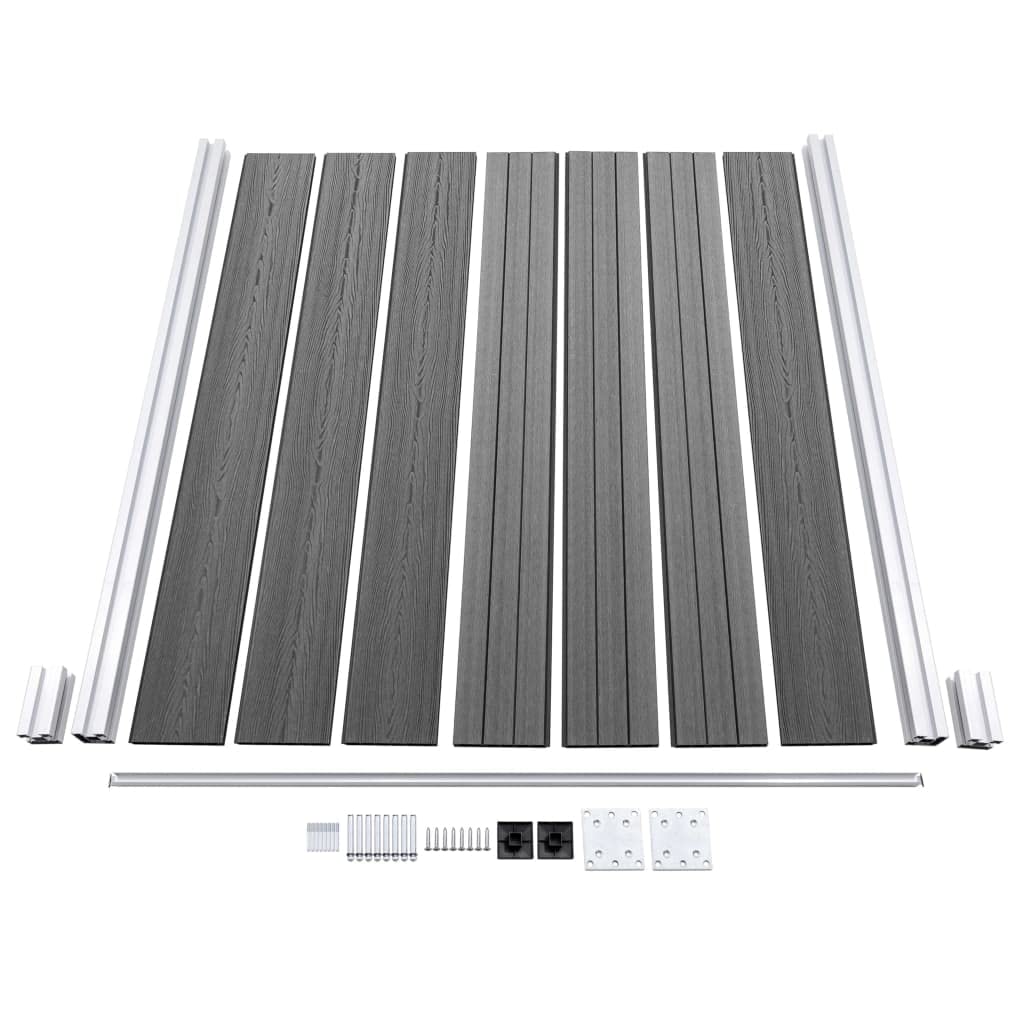vidaXL WPC Zaun-Set 1 Quadrat + 1 Schräge 273x186 cm Grau