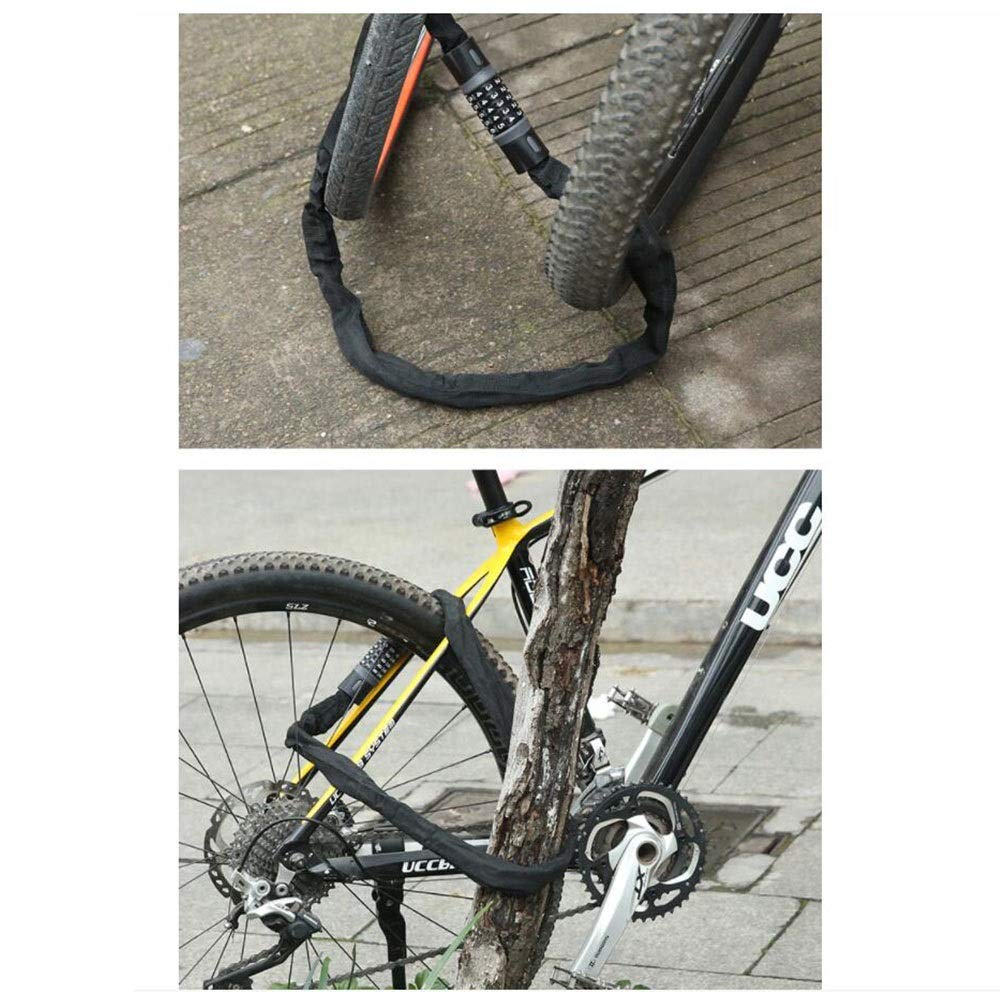 Zapięcie rowerowe Zapięcie rowerowe, do rowerów górskich 5-cyfrowy zamek szyfrowy, zabezpieczenie przed kradzieżą, zapięcie łańcuchowe, odpowiednie do motocykli elektrycznych, bramek, dostępne są różn