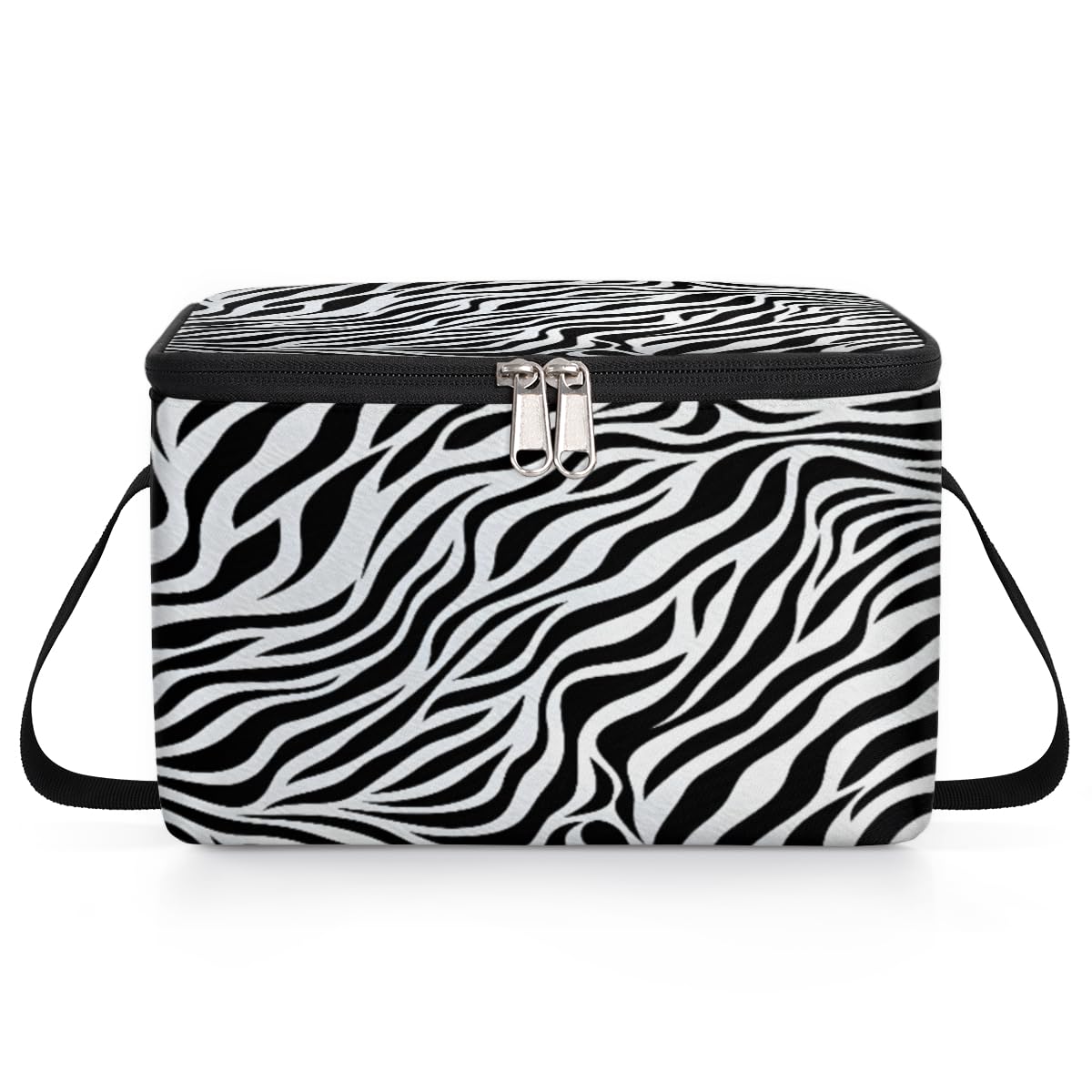 GzLeyigou Zebra Texture Lunch Bags for Women Men 9 Cans, Hot & Cold Food Delivery Bag Insulated Grocery Bag Insulated Lunch Box Zebra Skin Cooler Bag for Office Work Picnic Beach