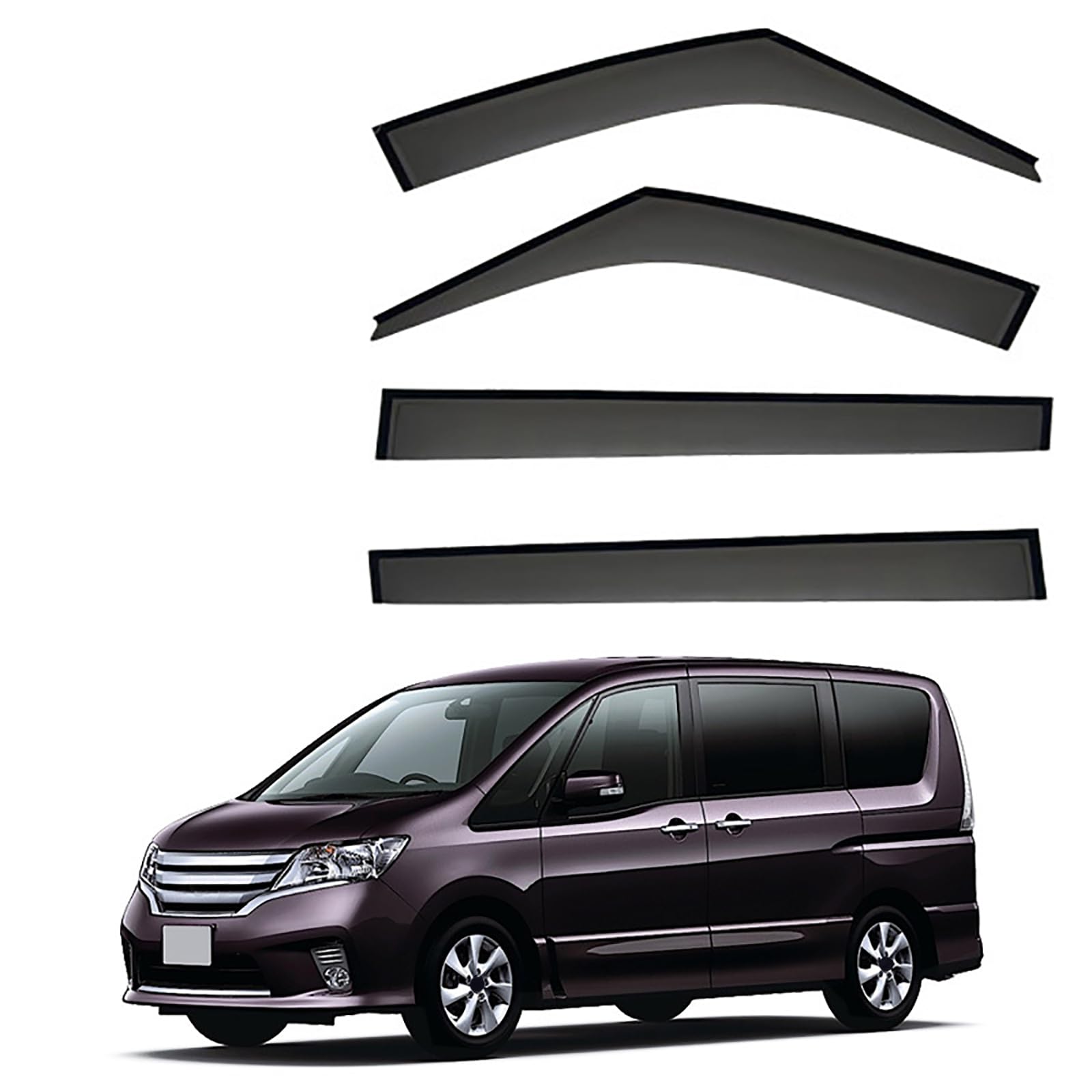 ZZQYLF Car Wind Deflectors for Nissan Serena MK4-C26 2010-2016, Car Ventilated Visors Rain Deflector Front Rear Side Window Accessories