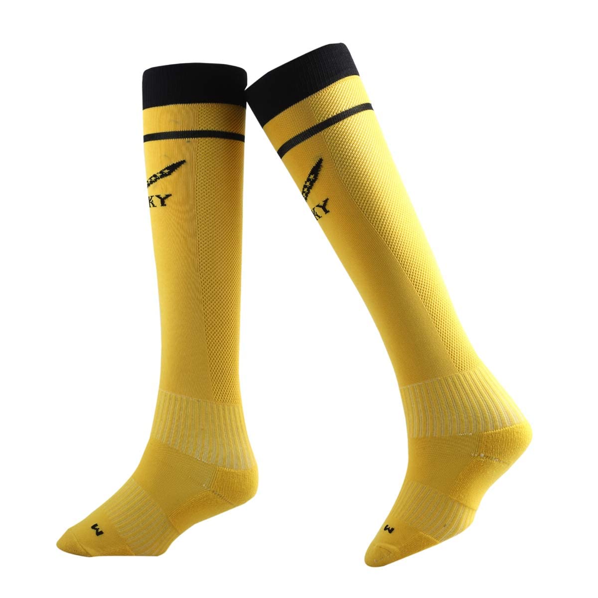 VickyTransform Smash Junior Knee High Stockings Micro Polyester Spandex Elastane Nylon Footbed with Cooling Zone Suitable for Both Men & Women- Yellow