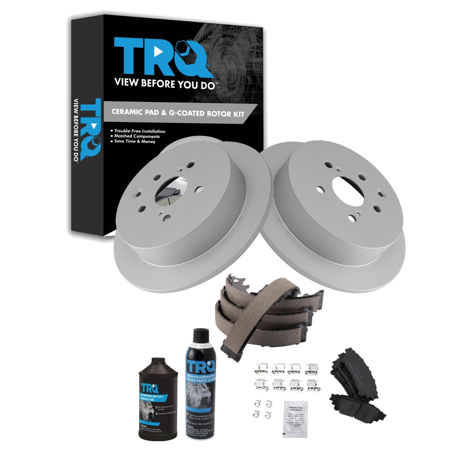 TRQ Rear Brake Pad &amp; Rotor Kit Compatible with 2010-2015 Lexus 2011-2020 Toyota
