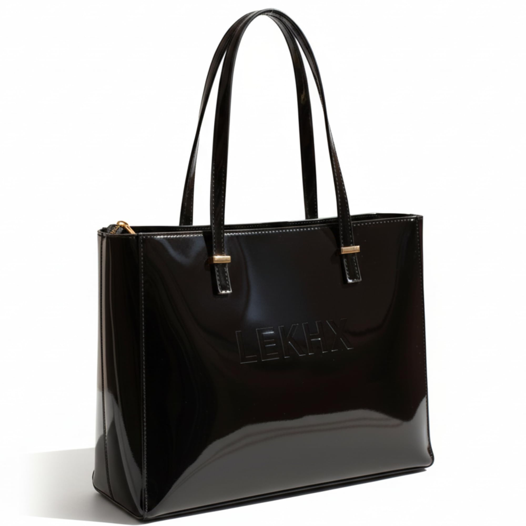 LEKHX Women Tote Bag – Large Capacity Shoulder Handbag for Office, Travel & Casual Use – Black PU Leather Stylish Shopping Bag-image-47