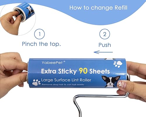 Miniatura 3 de Paquete de 4 repuestos de rodillos para pelusas, 6.3 pulgadas de ancho, 90 hojas por rollo (360 hojas en total)