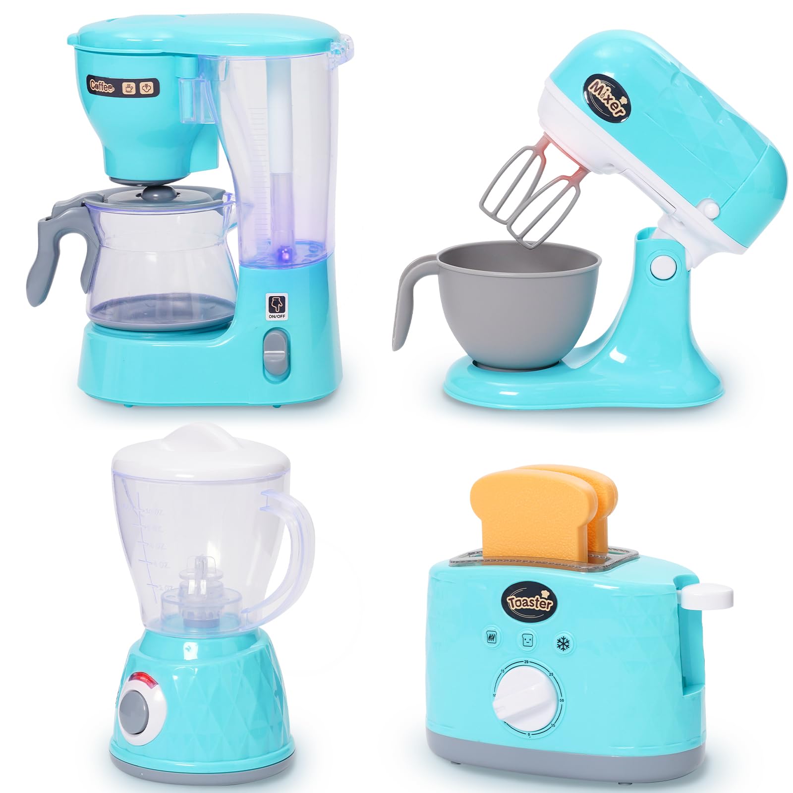 Giochi Accessori da Cucina per Bambini,Kitchen Accessori con Macchina da Caffè,Spremiagrumi,Mixer,Tostapane,Bambino Giocattolo Set da Cucina per Ragazze e Ragazzi 3 4 5 Anni
