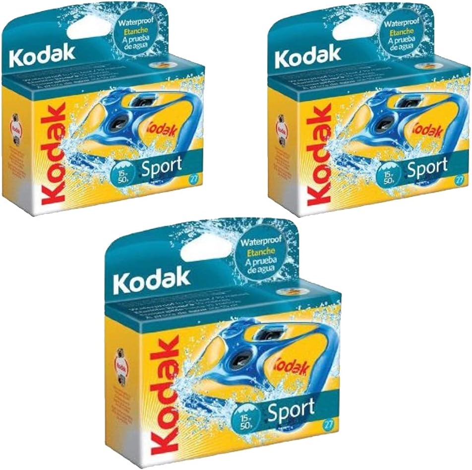 Sport Underwater Single-Use Disposable Camera with 800 Speed 27-Exposure Film (3-Pack)