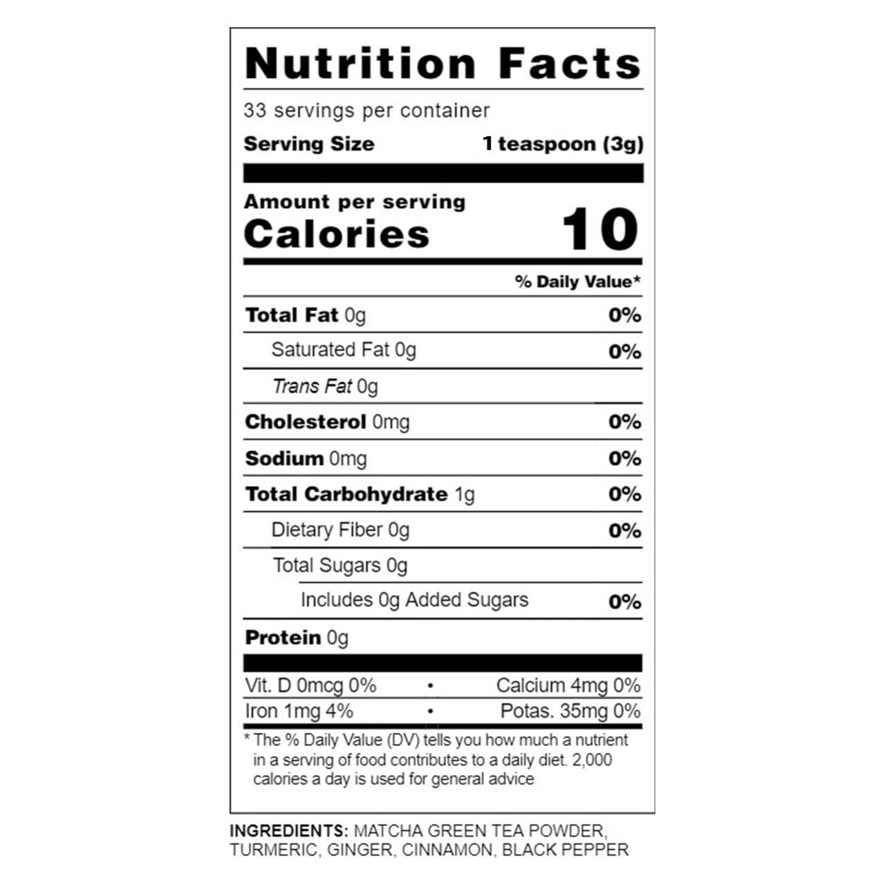 Ancient Roots Turmeric Matcha Mix - With Cinnamon Ginger and Black Pepper - All-Natural Low-Calorie Powdered Tea Mix — view 2