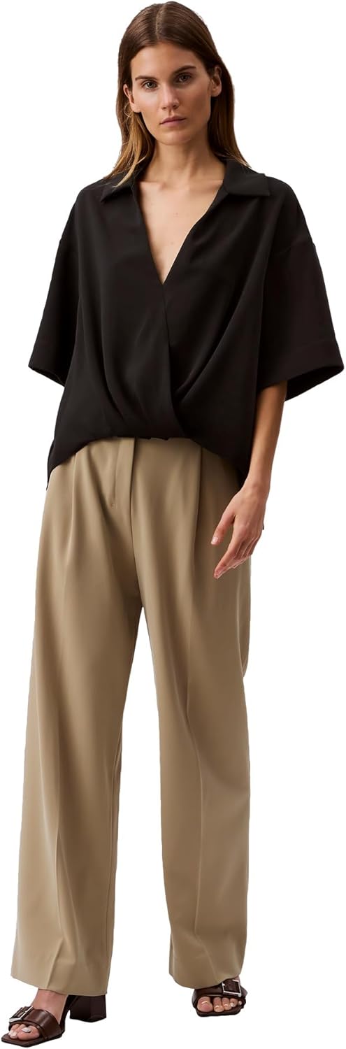 Calvin Klein Womens Crepe Printed Wrap Top - Image 4