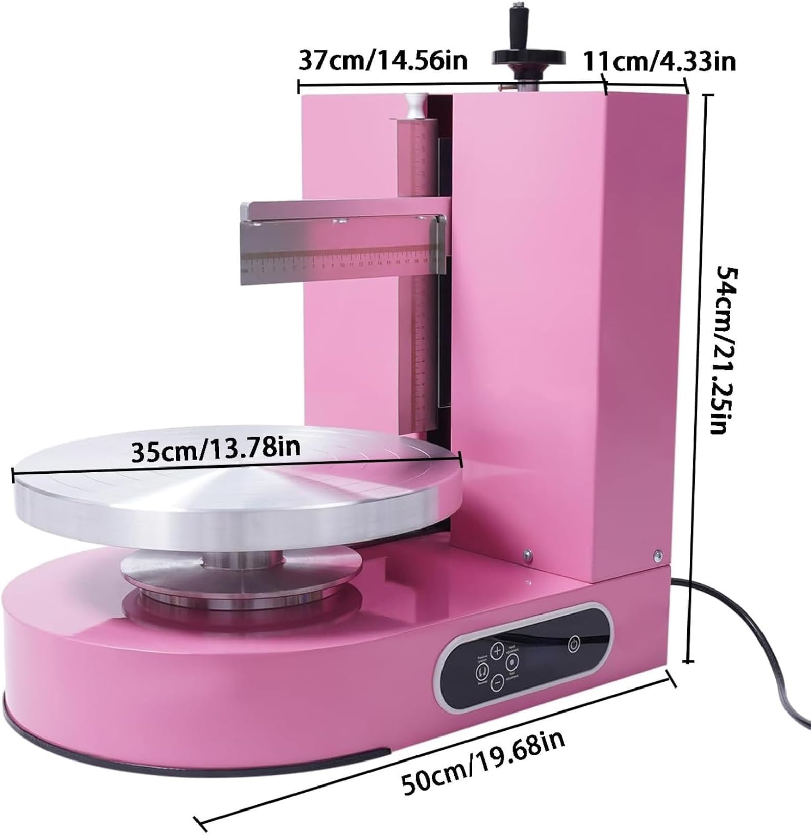 Máquina de decoración de recubrimiento liso de crema de pastel de cumpleaños, máquina de esparcimiento de crema de pastel, raspador de crema de pastel ajustable para pasteles de 4-12 pulgadas ~/