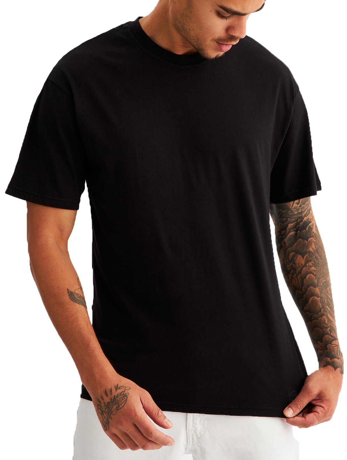 Leif Nelson Men's Summer T-Shirt with Crew Neck, Relaxed Fit Men's T-Shirt Made of 100% Cotton, Basic Men's T-Shirt, Men's T-Shirt Short Sleeve