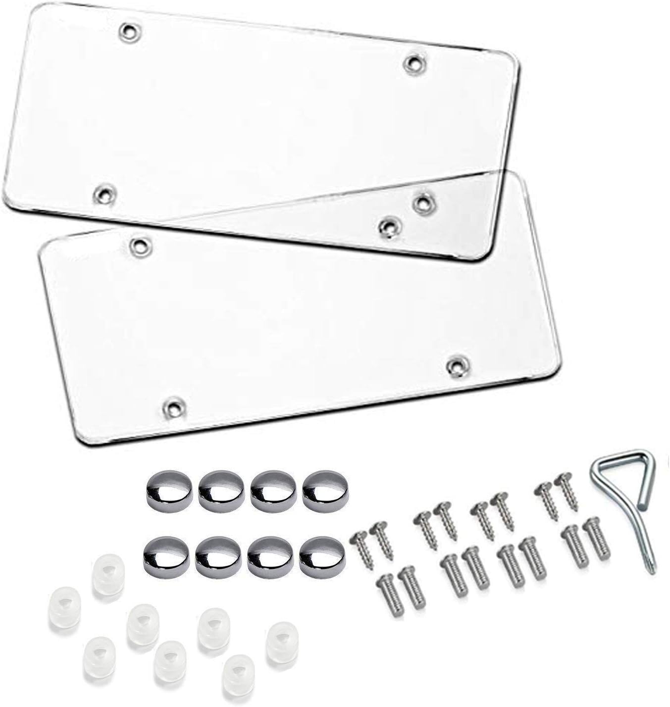 BLVD-LPF OBEY YOUR LUXURY Unbreakable Clear License Plate Covers, 2 Pack - Fits US Plates, UV Protected Shields with Screws