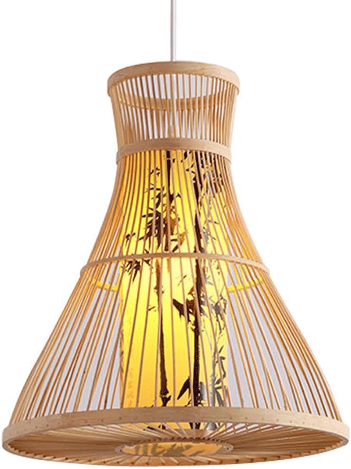 Lustre cage en rotin et luminaires contemporains en bambou beige