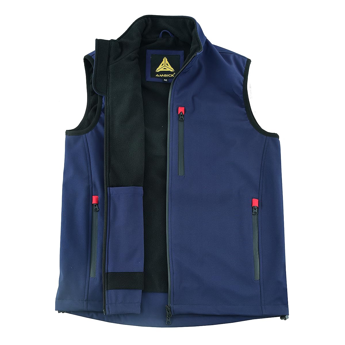 Ambick Krayz Gilet d'extérieur Softshell coupe-vent doublé polaire, gilet de course sans manches pour voyage, golf, randonnée