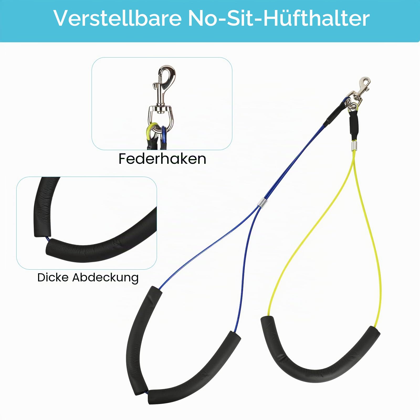 Hundepflegearm mit Doppelklemme - Höhenverstellbar (49-74 cm) Hundezubehör für Hunde - inkl. Schlaufe & Nicht Sitzenden Haunch-Halter - für Baden, Föhnen, Fellpflege & Krallenpflege bei Hunden | Hundepflege-Arm, Fellpflegeschlaufe und kein Sitz-Halter
