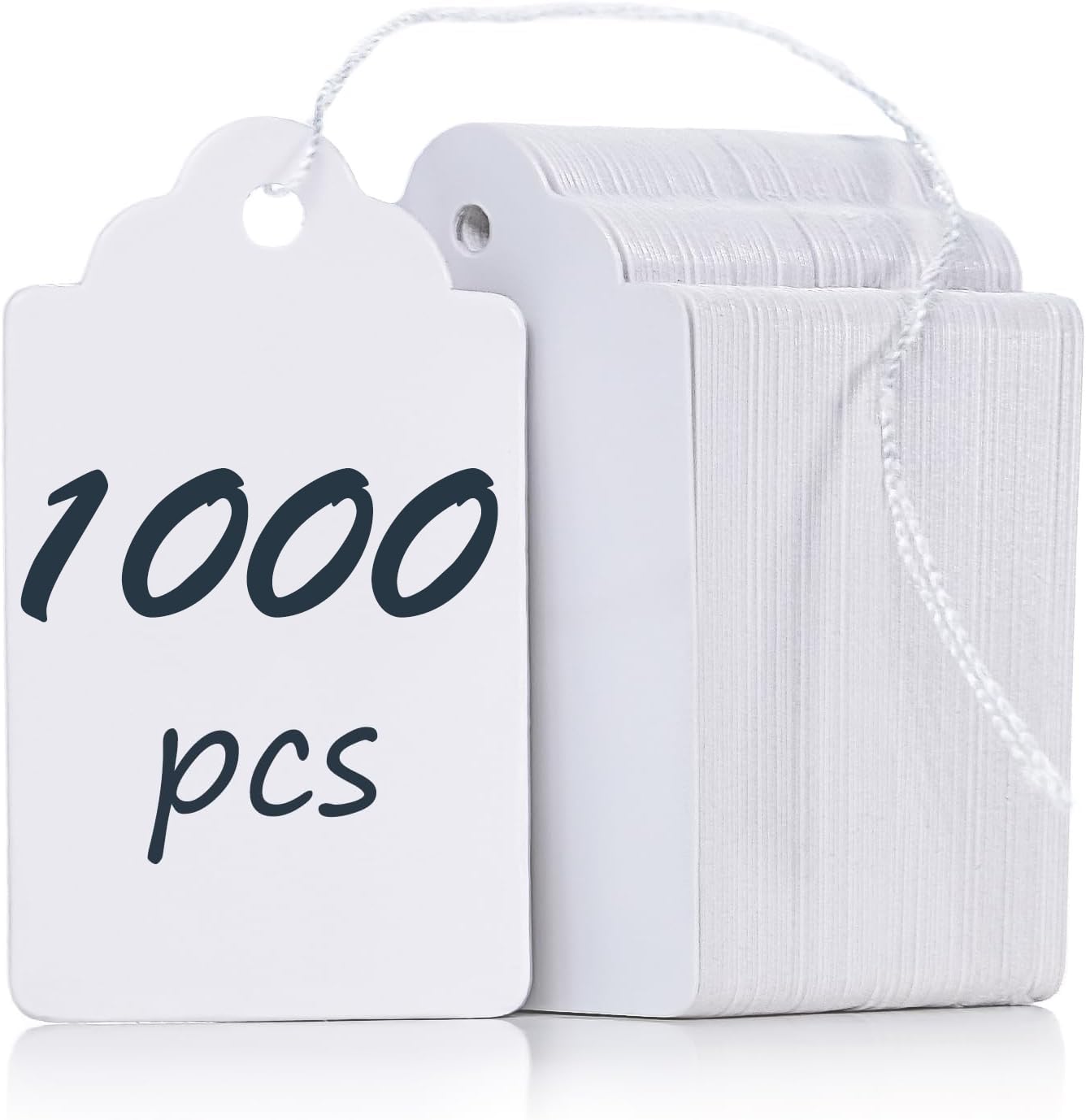 Uniclife 1000 Pcs Price Tags 1.8 Inch Writable Price Labels White Price Display Tags for Pricing Clothing Jewelry Gifts Blank Hang Tags Merchandise