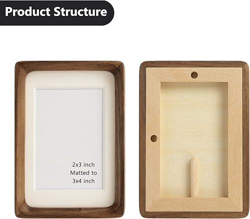 Miniatura 2 de Marcos de fotos de madera natural, marco de fotos de mesa con paspartú, marco de fotos de estilo rústico para colgar en la pared para decoración del