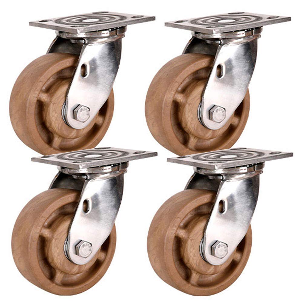 wheel Rueda de Nylon Universal Resistente a Altas temperaturas de Acero Inoxidable, Carga de una Sola Rueda 250 kg, 1 Paquete 4