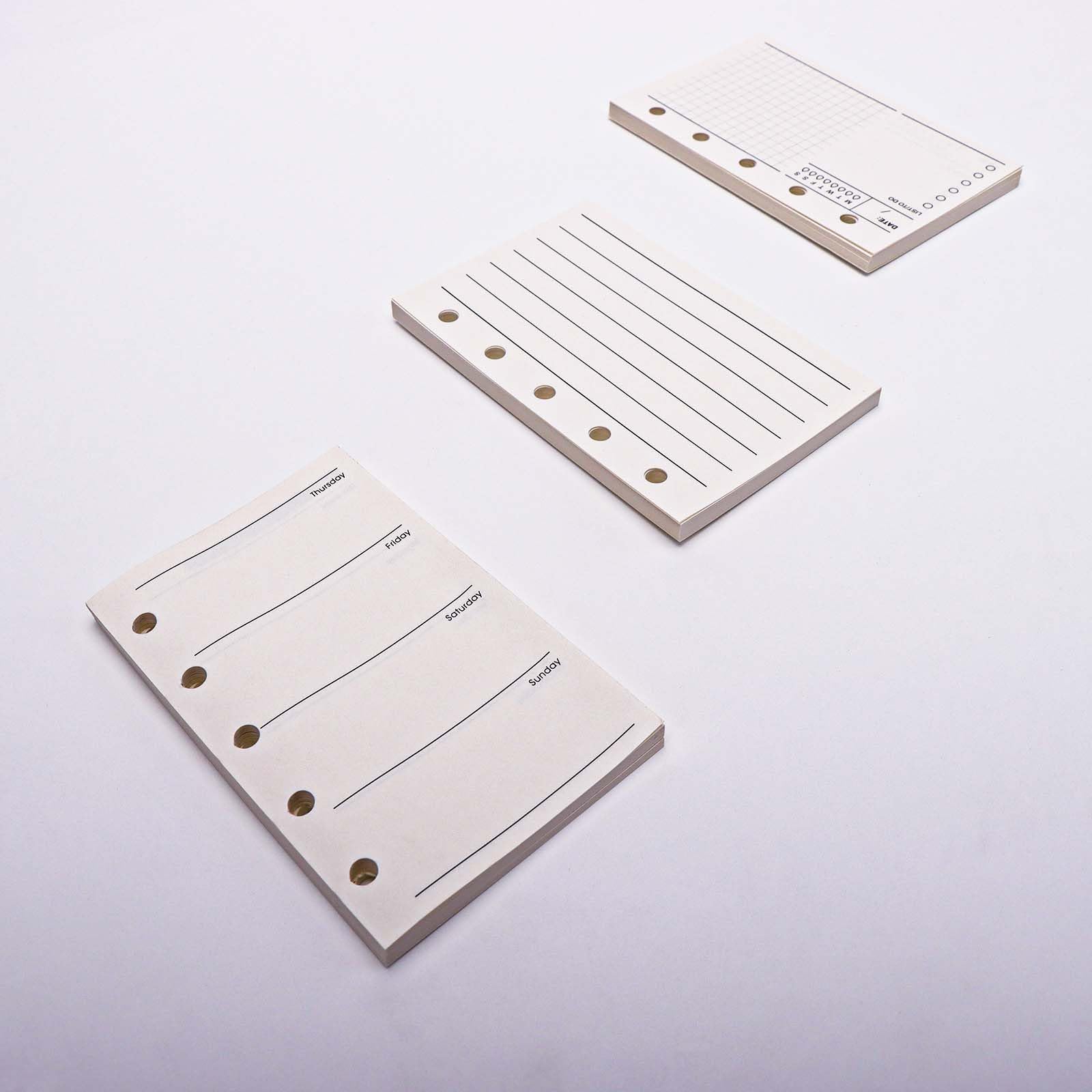 Carta di Ricambio per Raccoglitore Mini 6,6 x 10 cm, 120 Fogli, M5-5 Fori, Linea Verticale