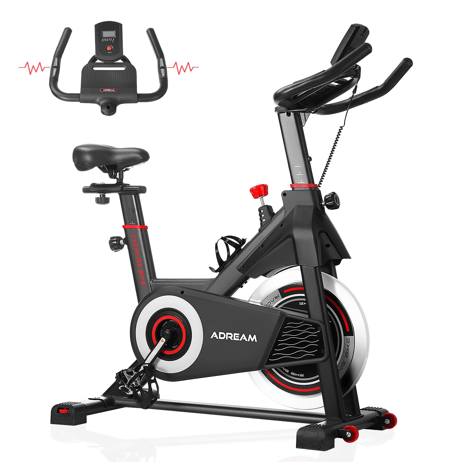 Exercise Bike, Indoor Cycling Bike with Comfortable Seat Cushion for Home Gym Use, Exercise Equipment with LCD Display & Tablet Holder Fitness Workout Cardio Training Machine