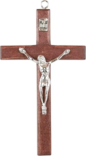 Needzo Colgante de crucifijo de madera y cruz colgante de pared, regalos católicos para la primera comunión y otros eventos de la iglesia, 5 pulgadas