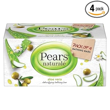 Pears Naturalé Detoxifying Soap Bar, Aloe Vera, 125g (Pack of 4)