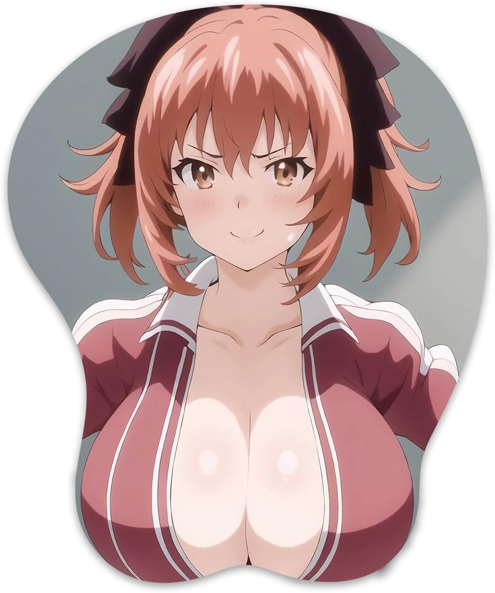 3D Mouse Pad Oppai Mousepad with Soft Gel Wrist Rest Anime Manga Gaming Boob pad Anti-Slip Mouse Mat （Minori）