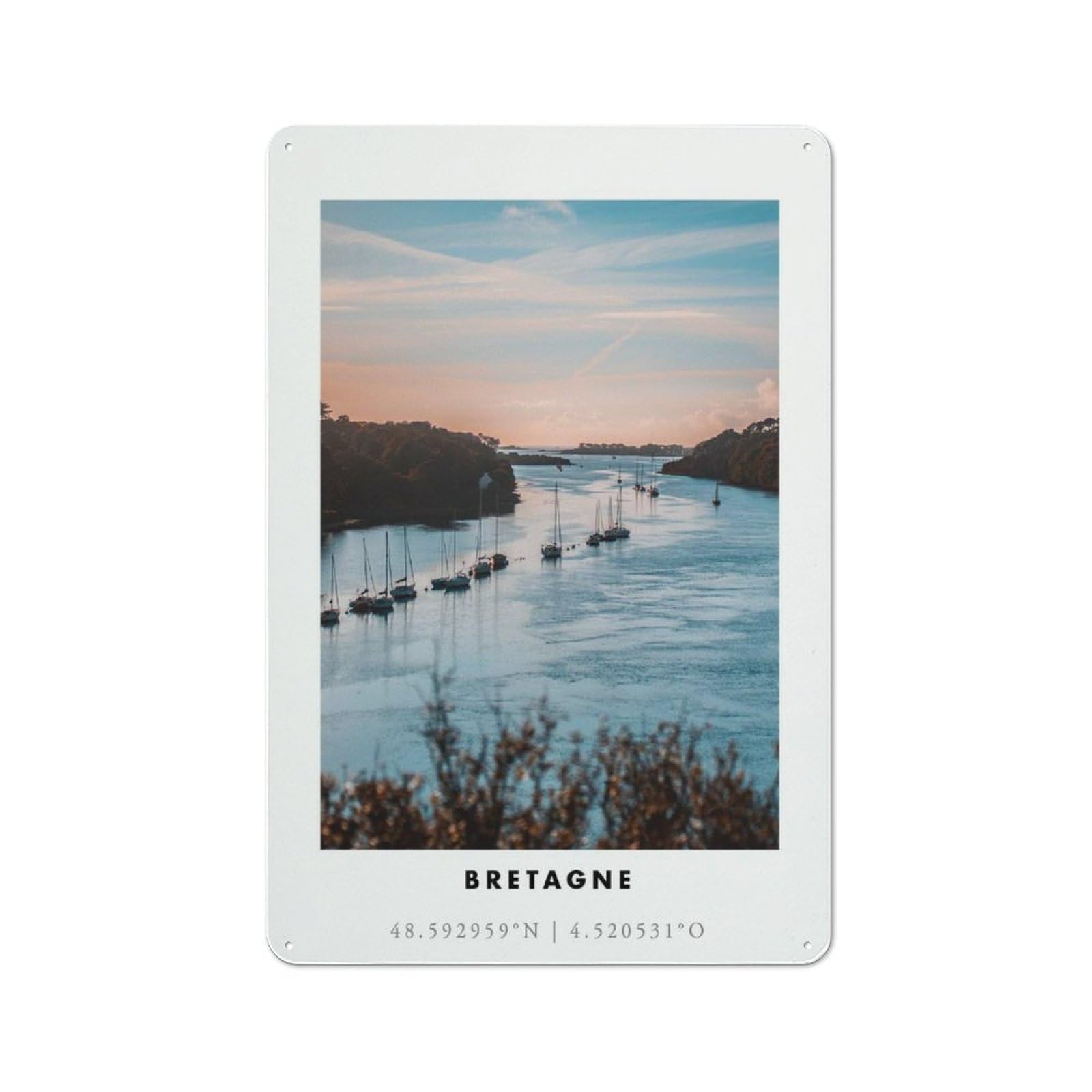 Junmoney Style-16 Tin Wall Plaque 30X20cm With Brittany Coastline Sunset For Hallway Wall, A Decorative Metal Sign For Hallways And Entrance Areas