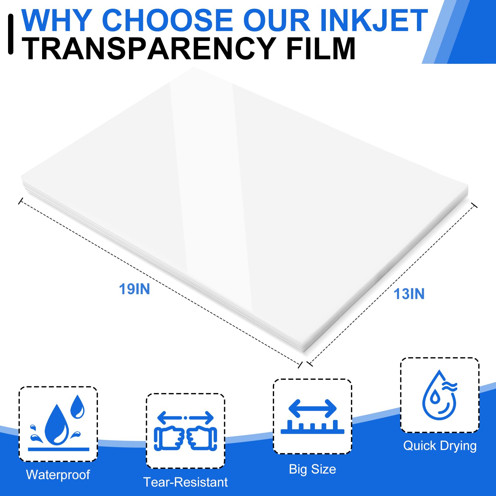 FURWEY 100 Sheets Inkjet Transparency Film, 13x19 inch, Clear Transparency Paper for Inkjet Printer, Silk Screen Printing, Overhead Projector, DIY Crafting - Image 4