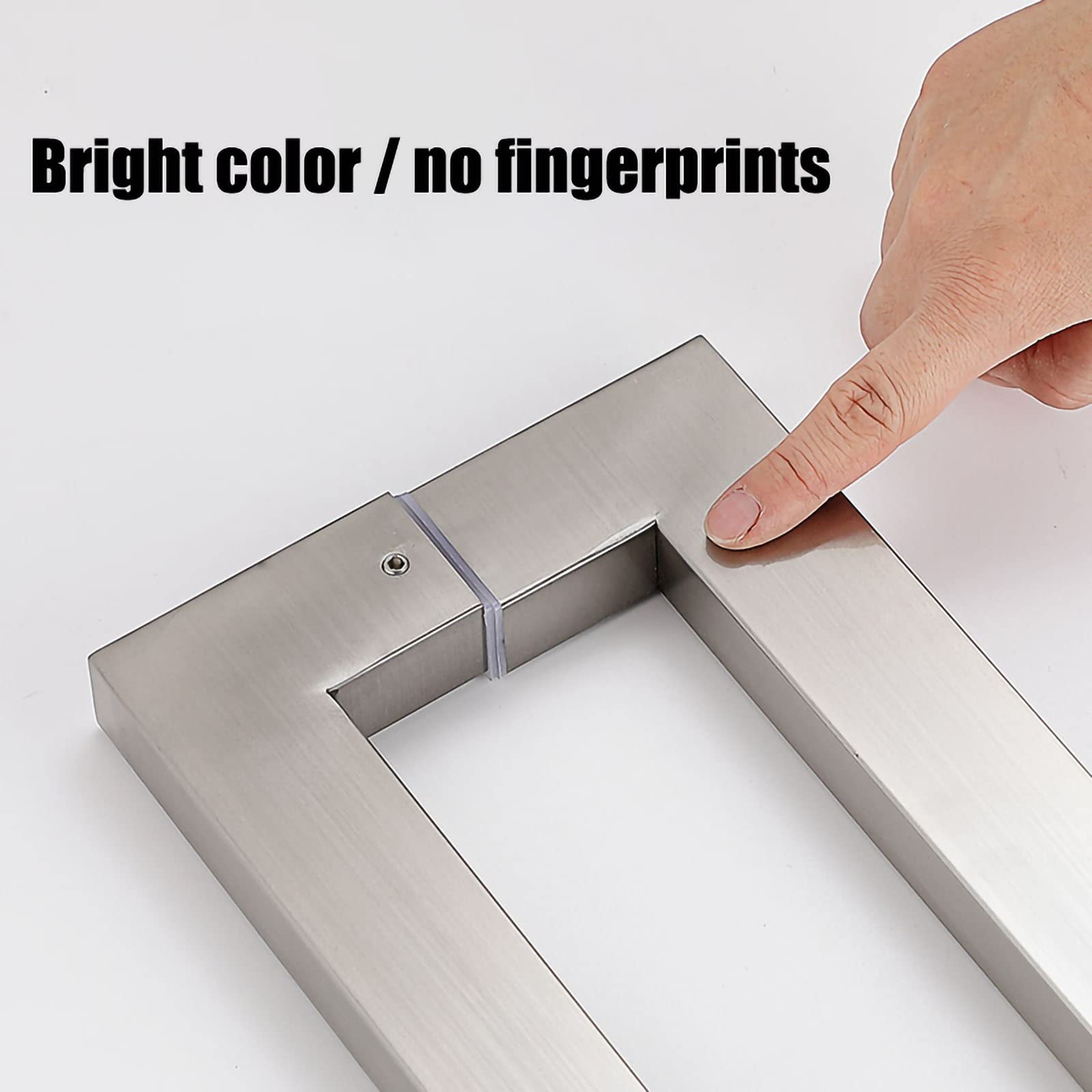 Maniglia per porta scorrevole in acciaio inox, moderna, quadrata, per porte interne ed esterne, lunghezza 61 cm/78,7 cm/119,4 cm, accessori inclusi
